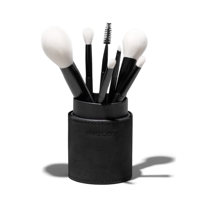 Set di Pennelli con Portapennelli Rigido Tubolare (Nero) - INGLOT