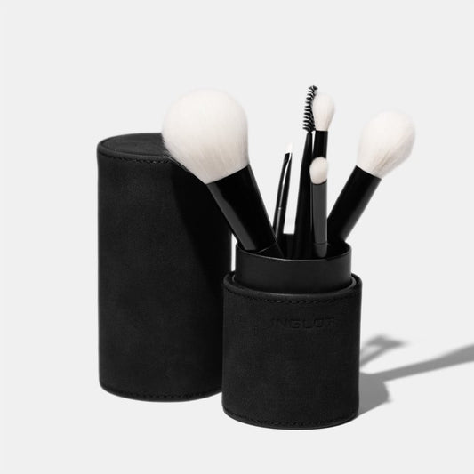 Set di Pennelli con Portapennelli Rigido Tubolare (Nero) - INGLOT